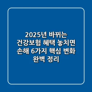 2025년 바뀌는 건강보험 혜택 놓치면 손해 6가지 핵심 변화 완벽 정리