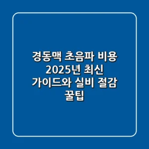 경동맥 초음파 비용: 2025년 최신 가이드와 실비 절감 꿀팁!