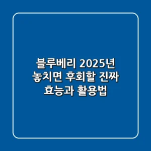 블루베리, 2025년 놓치면 후회할 진짜 효능과 활용법