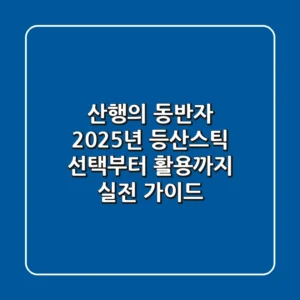 산행의 동반자, 2025년 등산스틱 선택부터 활용까지: 실전 가이드