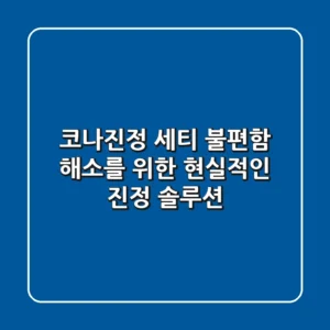 코나진정 세티? 불편함 해소를 위한 현실적인 진정 솔루션