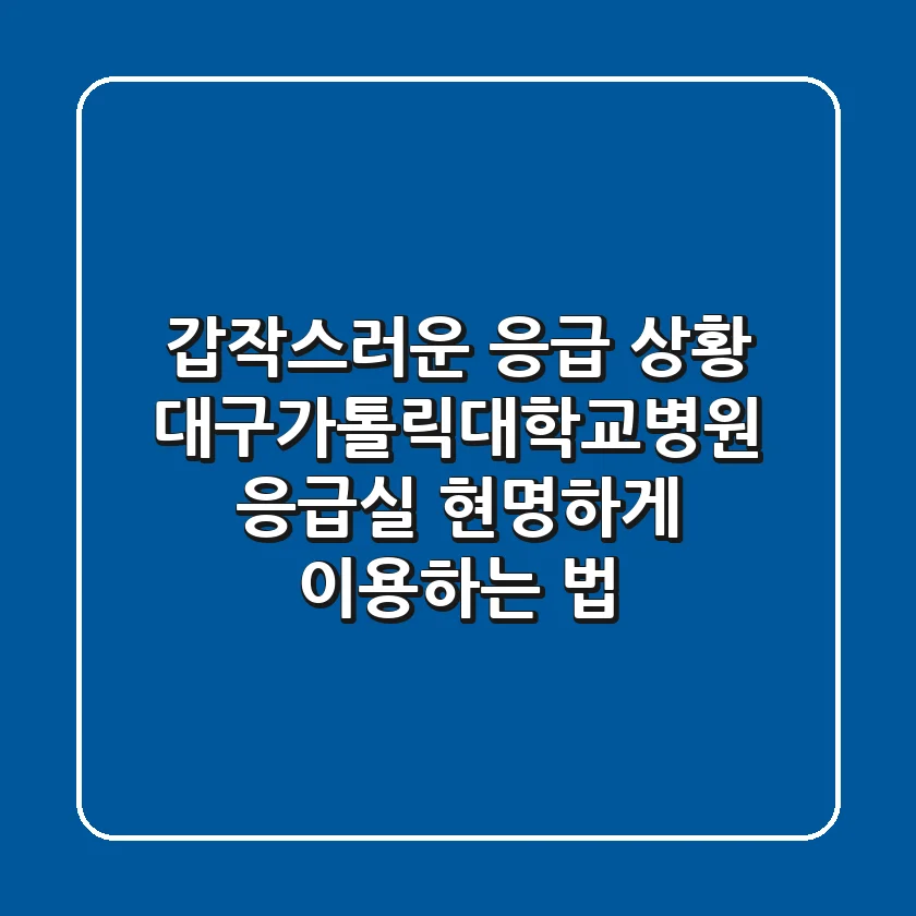 갑작스러운 응급 상황, 대구가톨릭대학교병원 응급실 현명하게 이용하는 법
