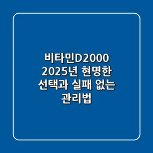 비타민D2000, 2025년 현명한 선택과 실패 없는 관리법