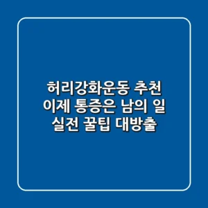 허리강화운동 추천, 이제 통증은 남의 일! 실전 꿀팁 대방출