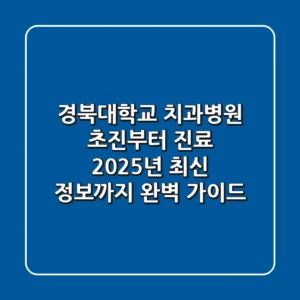 경북대학교 치과병원: 초진부터 진료, 2025년 최신 정보까지 완벽 가이드
