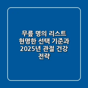 무릎 명의 리스트? 현명한 선택 기준과 2025년 관절 건강 전략