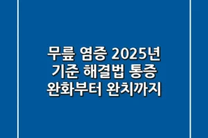 무릎 염증, 2025년 기준 해결법: 통증 완화부터 완치까지