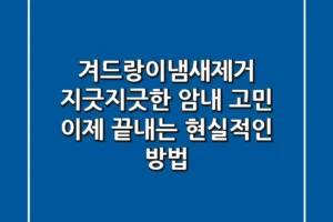 겨드랑이냄새제거, 지긋지긋한 암내 고민 이제 끝내는 현실적인 방법