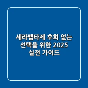 세라펩타제, 후회 없는 선택을 위한 2025 실전 가이드