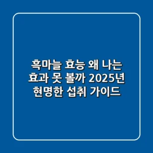 흑마늘 효능, 왜 나는 효과 못 볼까? 2025년 현명한 섭취 가이드