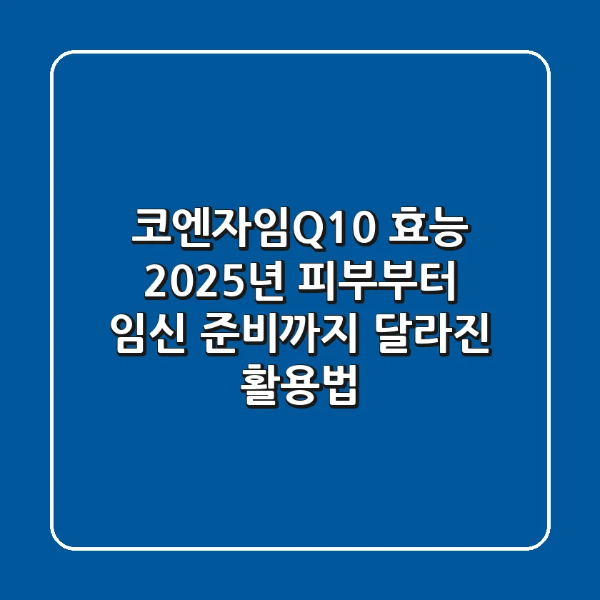코엔자임Q10 효능, 2025년 피부부터 임신 준비까지 달라진 활용법