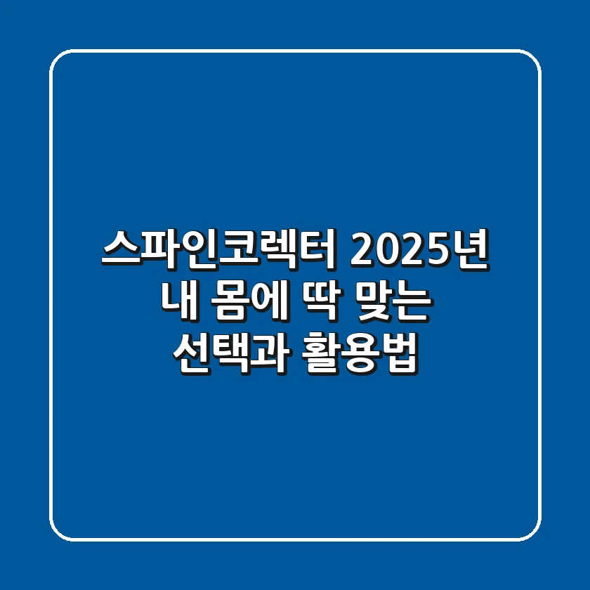 스파인코렉터, 2025년 내 몸에 딱 맞는 선택과 활용법