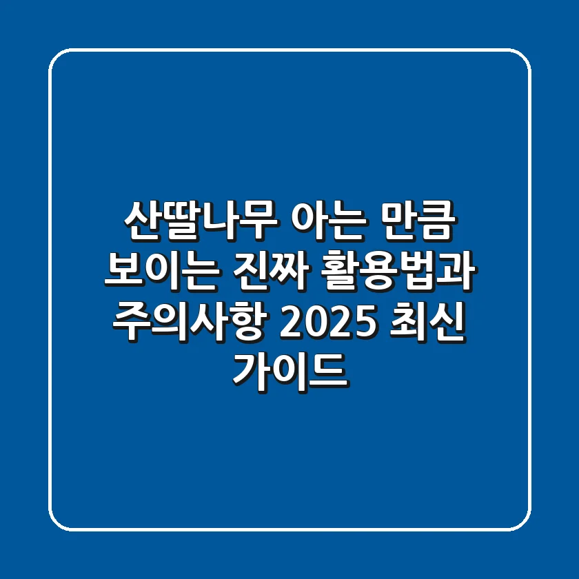 산딸나무, 아는 만큼 보이는 진짜 활용법과 주의사항 (2025 최신 가이드)