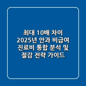 "최대 10배 차이", 2025년 안과 비급여 진료비 통합 분석 및 절감 전략 가이드