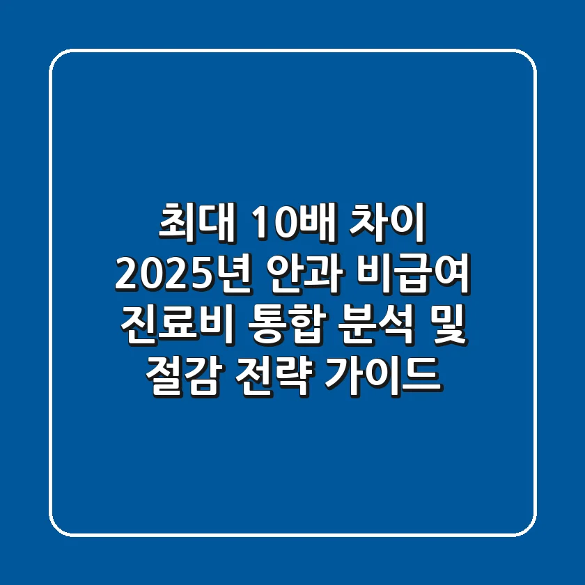 "최대 10배 차이", 2025년 안과 비급여 진료비 통합 분석 및 절감 전략 가이드