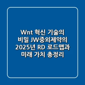"Wnt 혁신 기술의 비밀", JW중외제약의 2025년 R&D 로드맵과 미래 가치 총정리