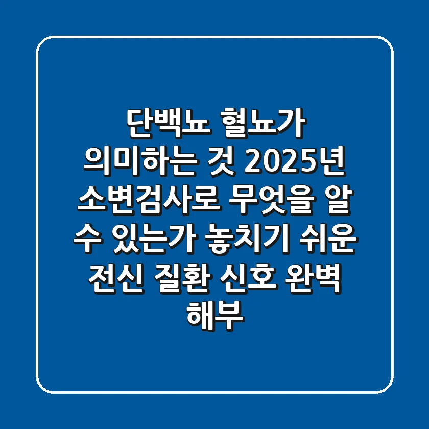 "단백뇨, 혈뇨가 의미하는 것?", 2025년 소변검사로 무엇을 알 수 있는가: 놓치기 쉬운 전신 질환 신호 완벽 해부