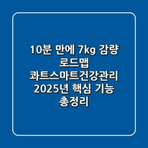 "10분 만에 7kg 감량 로드맵", 콰트스마트건강관리 2025년 핵심 기능 총정리