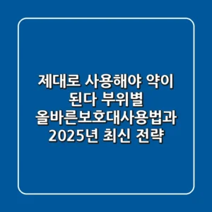 "제대로 사용해야 약이 된다", 부위별 올바른보호대사용법과 2025년 최신 전략
