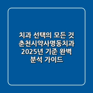 "치과 선택의 모든 것", 춘천시약사명동치과 2025년 기준 완벽 분석 가이드