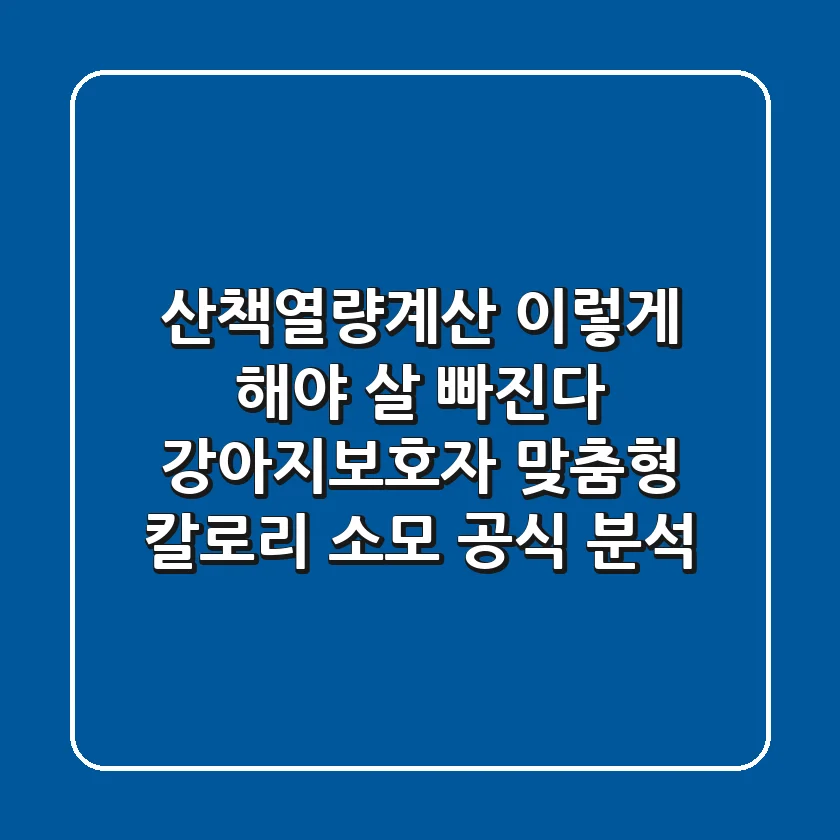 "산책열량계산, 이렇게 해야 살 빠진다", 강아지·보호자 맞춤형 칼로리 소모 공식 분석
