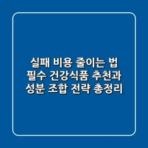 "실패 비용 줄이는 법?", 필수 건강식품 추천과 성분 조합 전략 총정리