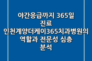 “야간·응급까지 365일 진료?”, 인천계양더케이365치과병원의 역할과 전문성 심층 분석