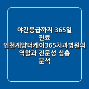 "야간·응급까지 365일 진료?", 인천계양더케이365치과병원의 역할과 전문성 심층 분석