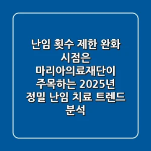 "난임 횟수 제한 완화 시점은?", 마리아의료재단이 주목하는 2025년 정밀 난임 치료 트렌드 분석