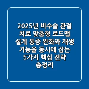 "2025년 비수술 관절 치료", 맞춤형 로드맵 설계: 통증 완화와 재생 기능을 동시에 잡는 5가지 핵심 전략 총정리