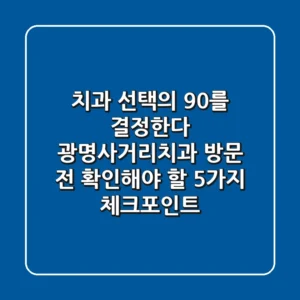 "치과 선택의 90%를 결정한다", 광명사거리치과 방문 전 확인해야 할 5가지 체크포인트