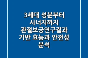 “3세대 성분부터 시너지까지”, 관절보궁연구결과 기반 효능과 안전성 분석