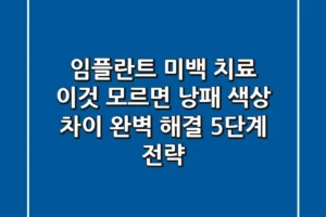“임플란트, 미백 치료 ‘이것’ 모르면 낭패”… 색상 차이 완벽 해결 5단계 전략