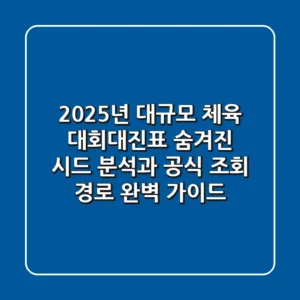 "2025년 대규모 체육 대회대진표", 숨겨진 시드 분석과 공식 조회 경로 완벽 가이드
