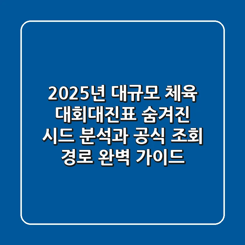 "2025년 대규모 체육 대회대진표", 숨겨진 시드 분석과 공식 조회 경로 완벽 가이드
