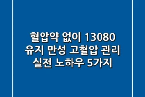 “혈압약 없이 130/80 유지?”, 만성 고혈압 관리 실전 노하우 5가지