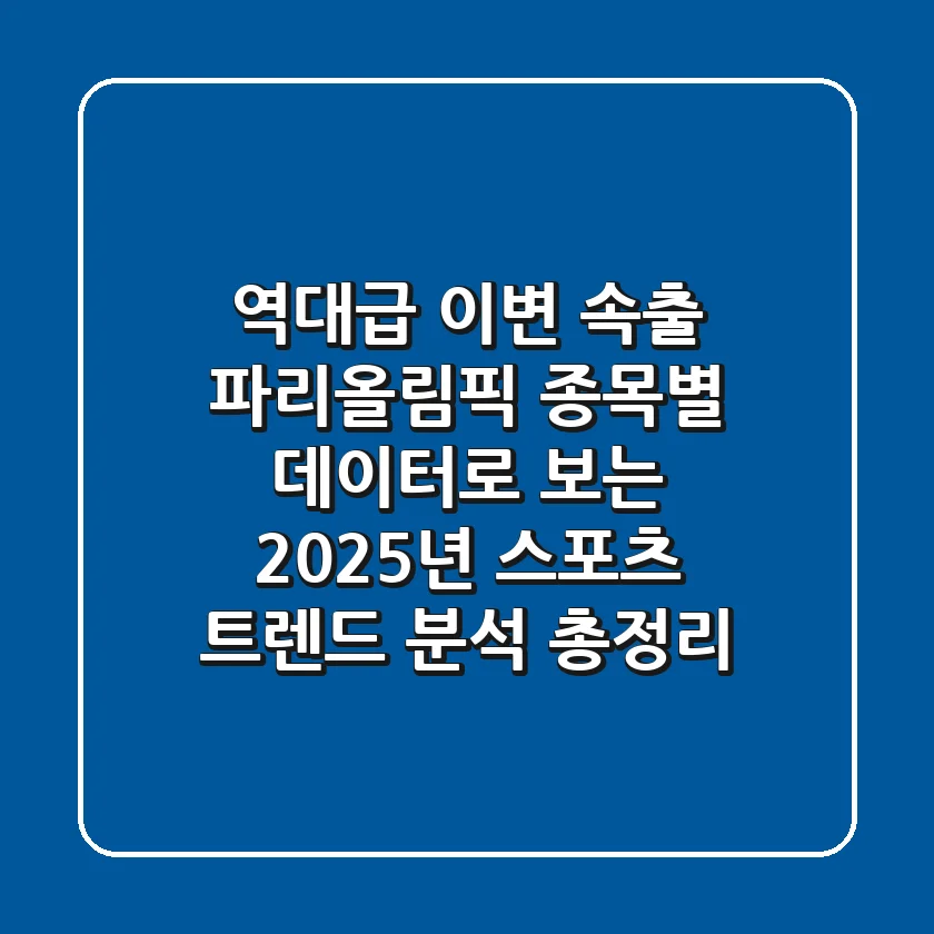 "역대급 이변 속출", 파리올림픽 종목별 데이터로 보는 2025년 스포츠 트렌드 분석 총정리