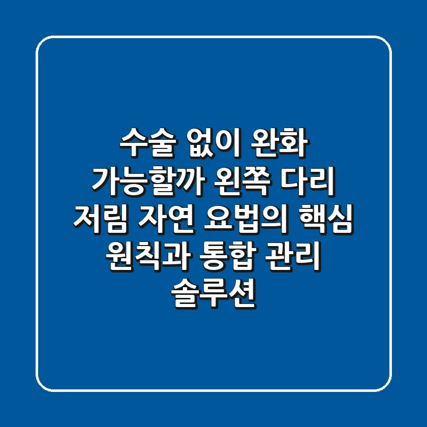 "수술 없이 완화 가능할까?", 왼쪽 다리 저림 자연 요법의 핵심 원칙과 통합 관리 솔루션