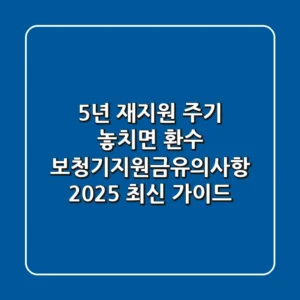 "5년 재지원 주기 놓치면 환수", 보청기지원금유의사항 2025 최신 가이드