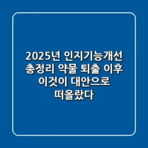 "2025년 인지기능개선 총정리", 약물 퇴출 이후 '이것'이 대안으로 떠올랐다