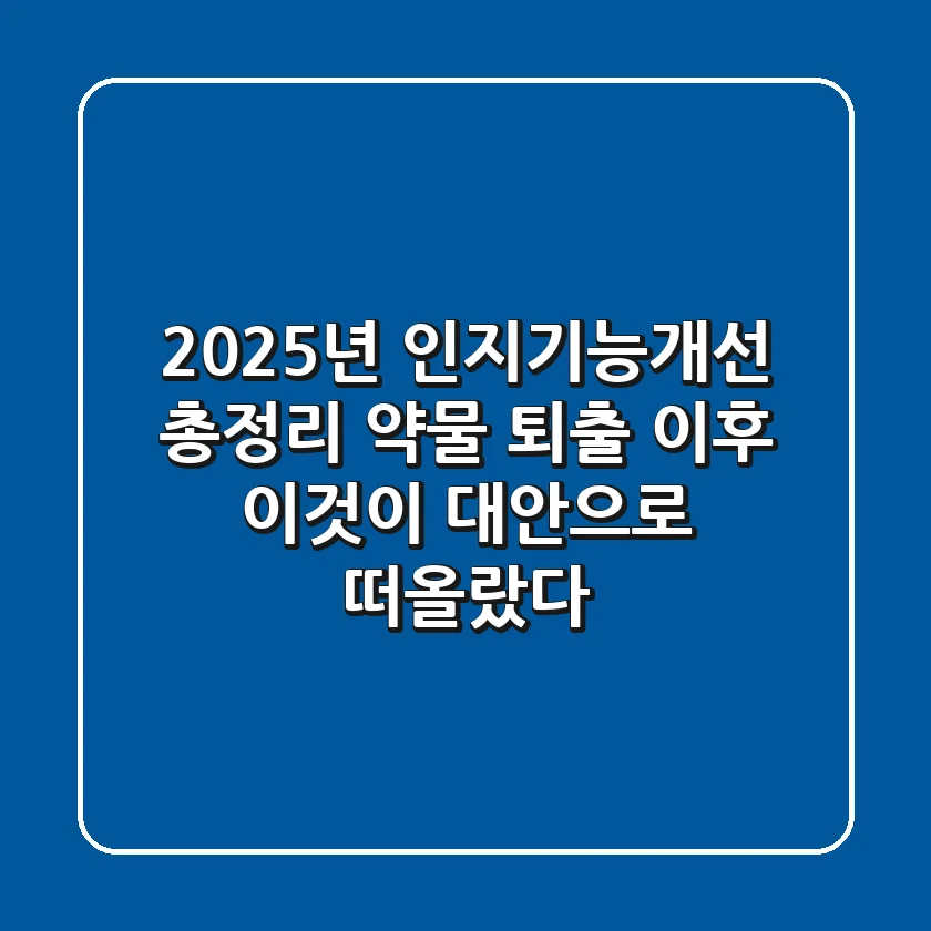 "2025년 인지기능개선 총정리", 약물 퇴출 이후 '이것'이 대안으로 떠올랐다
