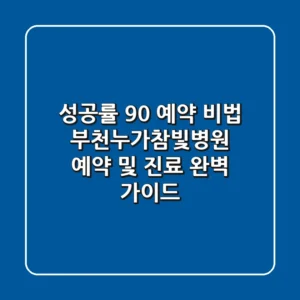 "성공률 90% 예약 비법", 부천누가참빛병원 예약 및 진료 완벽 가이드