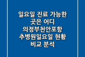 “일요일 진료 가능한 곳은 어디?”, 의정부·천안·포항 추병원일요일 현황 비교 분석