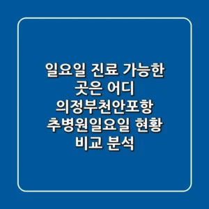 "일요일 진료 가능한 곳은 어디?", 의정부·천안·포항 추병원일요일 현황 비교 분석