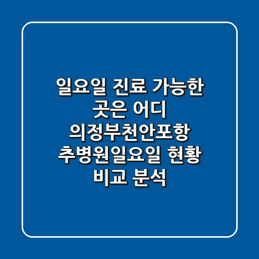 "일요일 진료 가능한 곳은 어디?", 의정부·천안·포항 추병원일요일 현황 비교 분석