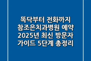 “똑닥부터 전화까지”, 참조은치과병원 예약, 2025년 최신 방문자 가이드 5단계 총정리