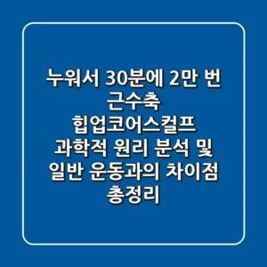 "누워서 30분에 2만 번 근수축", 힙업코어스컬프 과학적 원리 분석 및 일반 운동과의 차이점 총정리