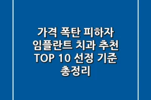 “가격 폭탄 피하자”, 임플란트 치과 추천 TOP 10 선정 기준 총정리