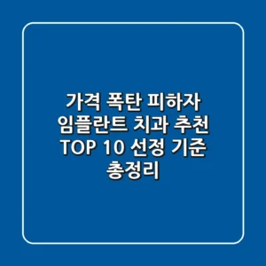 "가격 폭탄 피하자", 임플란트 치과 추천 TOP 10 선정 기준 총정리